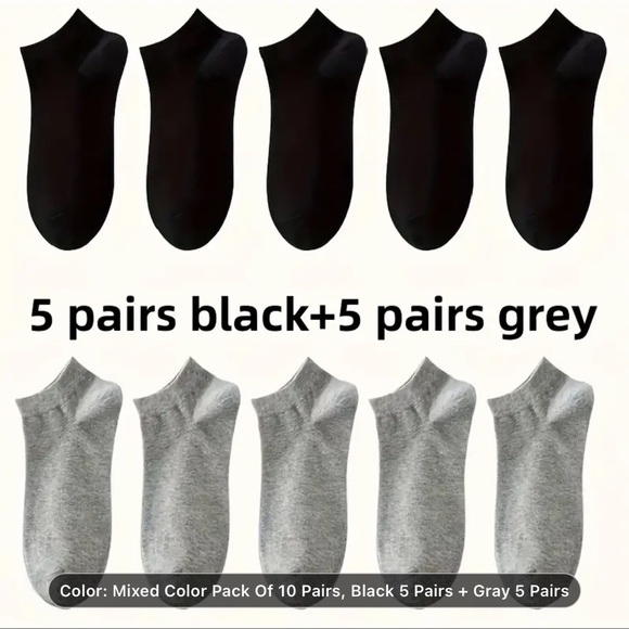 NEW Women’s Ankle Socks, one size, 5 pairs of black & 5 pairs of gray socks - Picture 1 of 1
